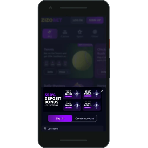 Zizobet Casino register